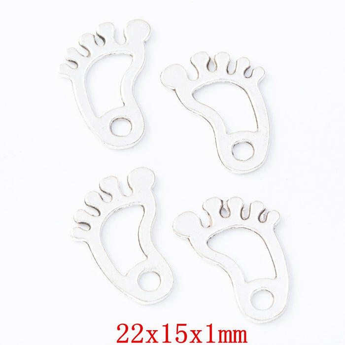 Antique Silver Zinc Alloy Footprint Charm Pendant for DIY Necklace Bracelet Jewelry Making