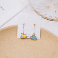 Enamel Cartoon Animal Rabbit Helicopter Cloud Asymmetric Drop Stud Earrings view 3