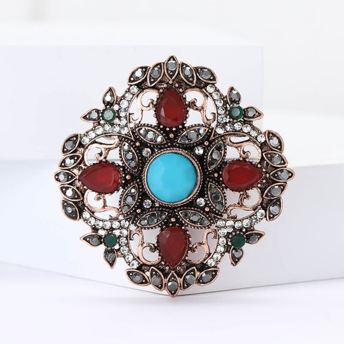 Vintage Alloy Rhinestone Palace Style Brooch Pin For Women Apparel