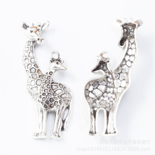 DIY Vintage Zinc Alloy Two Giraffe Charms For Necklace Bracelet Jewelry Accessories