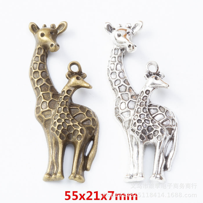 DIY Vintage Zinc Alloy Two Giraffe Charms For Necklace Bracelet Jewelry Accessories