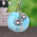 Floral, Leaf and Angel Plush Pom Pom Keychains in Forty Colorways view 4