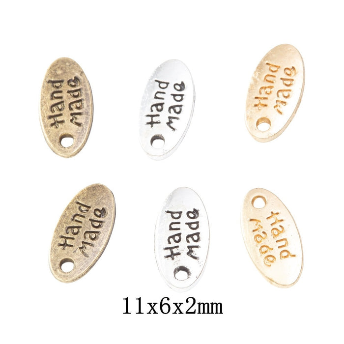 Zinc Alloy Handmade Tag Charm Pendant for DIY Necklace Bracelet Jewelry Making