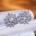 Luxury Double Layer Sunflower Zircon Copper Stud Earrings For Women Fashion Jewelry view 3