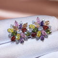Luxury Double Layer Sunflower Zircon Copper Stud Earrings For Women Fashion Jewelry view 4
