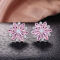 Luxury Double Layer Sunflower Zircon Copper Stud Earrings For Women Fashion Jewelry view 10