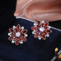 Luxury Double Layer Sunflower Zircon Copper Stud Earrings For Women Fashion Jewelry view 12