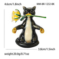 Alloy Enamel Cat Rose Brooch Pin For Cute Apparel Decoration view 4