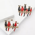 Alloy Enamel Group Cats Brooch Pin For Suits And Cardigans view 1