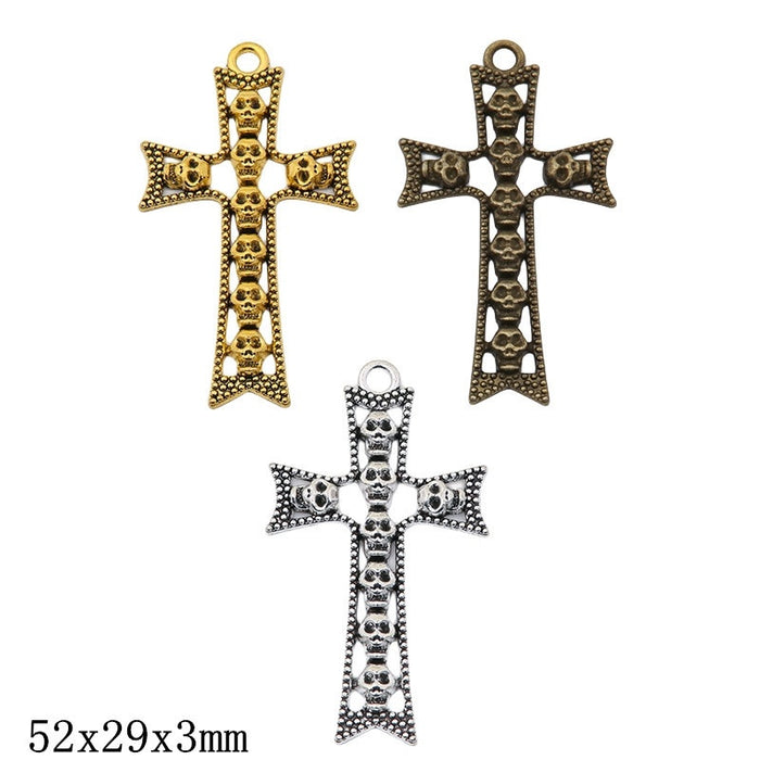 Zinc Alloy Skull Cross Charm Pendant for DIY Necklace Bracelet Jewelry Making