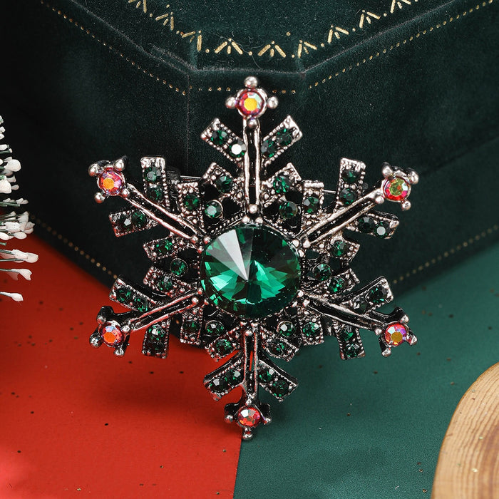 Alloy Rhinestone Snowflake Brooch Pin For Coats And Sweaters