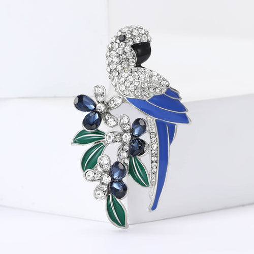 Alloy Rhinestone Parrot Brooch Pin For Suits And Coats