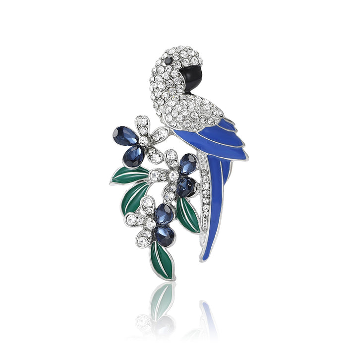 Alloy Rhinestone Parrot Brooch Pin For Suits And Coats