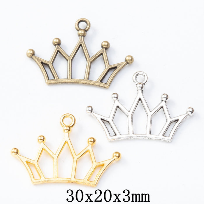 DIY Vintage Zinc Alloy Crown Charm Pendants Jewelry Accessories For Bracelets And Necklaces