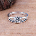 Elegant Minimalist Womens Antique Silver Plated Copper Butterfly Ring For Daily Jewelry view 2