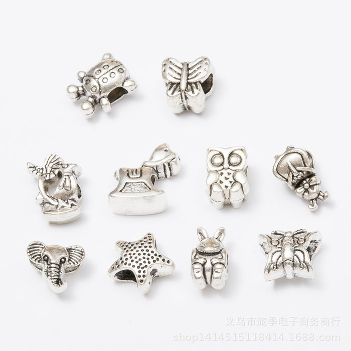 Mixed Vintage Zinc Alloy Large Hole Beads For European Bracelet Necklace DIY Jewelry Accessories