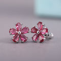 Fresh Korean Japanese Style Zircon Inlaid Small Flower Stud Earrings For Women Students view 6