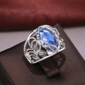 European Fashion Oversized Marquise Blue Crystal Women's Ring Statement Jewelry Accessory view 4
