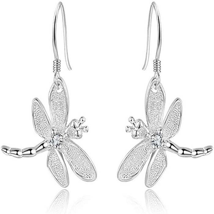 Fashion Electroplated Cubic Zirconia Dragonfly Stud Earrings For Women Insect Jewelry
