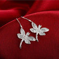 Fashion Electroplated Cubic Zirconia Dragonfly Stud Earrings For Women Insect Jewelry view 3