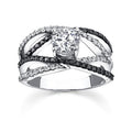 Creative Line Women's Copper Silver Plated Ring With Micro Pave Zircon, Delicate Fashion Jewelry view 1