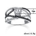 Creative Line Women's Copper Silver Plated Ring With Micro Pave Zircon, Delicate Fashion Jewelry view 5