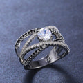 Creative Line Women's Copper Silver Plated Ring With Micro Pave Zircon, Delicate Fashion Jewelry view 4