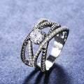 Creative Line Women's Copper Silver Plated Ring With Micro Pave Zircon, Delicate Fashion Jewelry view 2