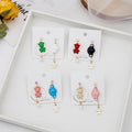 Cute Asymmetric Enamel Teddy Bear Face Mask Star Pearl Rhinestone 925 Silver Pin Drop Earrings view 1