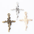 Zinc Alloy Rose Cross Charm Pendant for DIY Necklace Bracelet Jewelry Making view 5