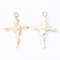 Zinc Alloy Rose Cross Charm Pendant for DIY Necklace Bracelet Jewelry Making view 3