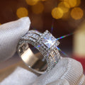 Sparkling Square Diamond Ring For Women, European Fashion Engagement Proposal Jewelry view 3