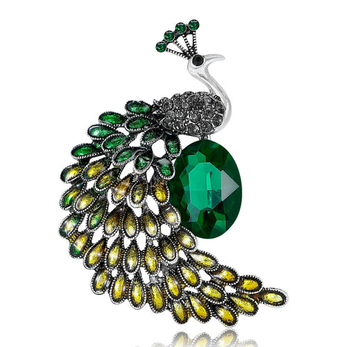 Alloy Enamel Peacock Brooch For Fashion Collar And Lapel Accessories
