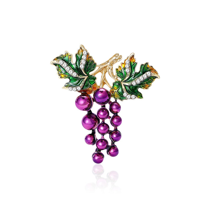 Enamel Alloy Grape Brooch Pin Fruit Lapel Pin For Accessories