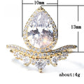 European Luxury Gold Tone Large Teardrop Crystal Women's Ring Fashion Jewelry Accessory view 5