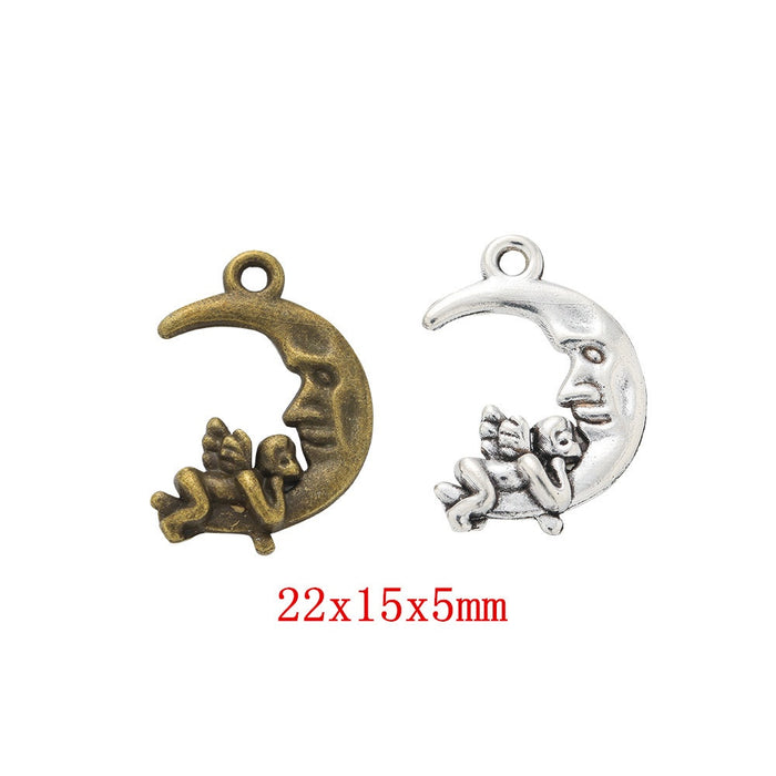 Zinc Alloy Moon Angel Charm Pendant No.186792 for DIY Necklace Bracelet Jewelry Making