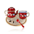 Metal Alloy Enamel Cartoon Tea Tray Brooch Pin For Apparel view 1