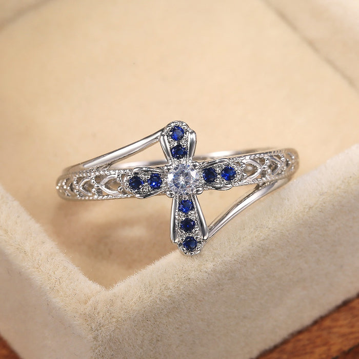 Light Luxury Hollow Micro Pave Zircon Ring For Women, European American Fashion Jewelry