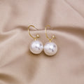 Elegant Gold Alloy Hoop Earrings With Oversized Faux Pearl Ball Drops For Women Party Fashion Earrings view 4