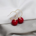 Elegant Gold Alloy Hoop Earrings With Oversized Faux Pearl Ball Drops For Women Party Fashion Earrings view 2