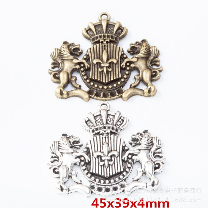 Zinc Alloy Crowned Lion Charm Pendant for DIY Necklace Bracelet Jewelry Making