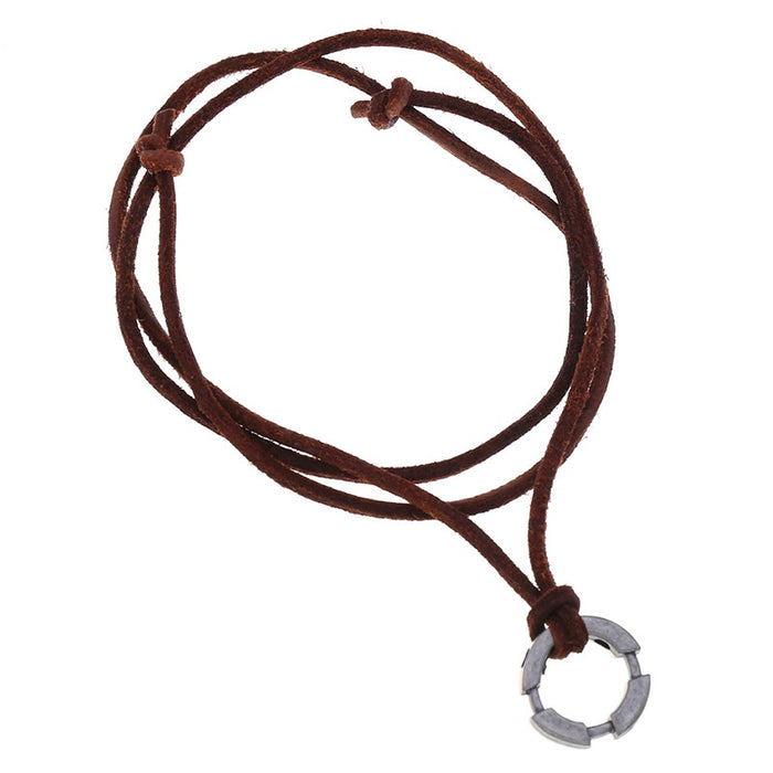 Vintage Punk Genuine Leather Beach Necklace, Simple Versatile European American Men's Jewelry
