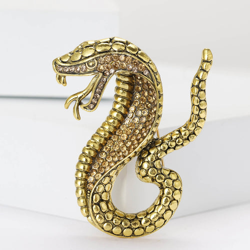 Alloy Rhinestone Cobra Brooch Pin For Suits And Apparel