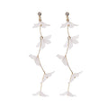 Sterling Silver Needle Transparent Petal Daisy Earrings, Fresh Forest Style White Flower Jewelry view 5
