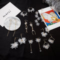 Sterling Silver Needle Transparent Petal Daisy Earrings, Fresh Forest Style White Flower Jewelry view 4