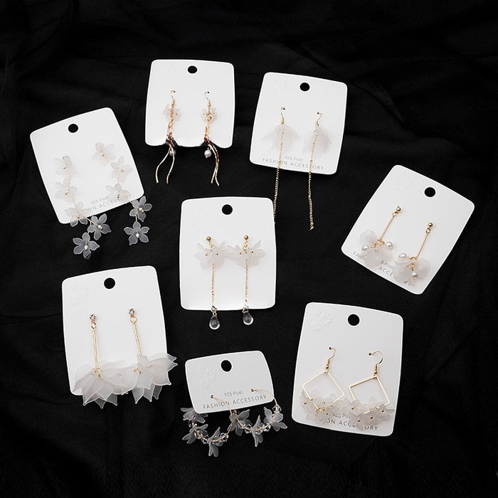 Sterling Silver Needle Transparent Petal Daisy Earrings, Fresh Forest Style White Flower Jewelry