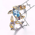 Creative Flower Leaf Shape Zircon Women's Ring, European American Fashion Jewelry view 5