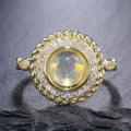 Vintage Gold Women's Ring With Delicate Moonstone Inlay And Micro Pave Accent Jewelry view 2