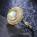 Vintage Gold Women's Ring With Delicate Moonstone Inlay And Micro Pave Accent Jewelry view 3