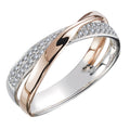 Simple Personality X Shape Two Tone Zircon Copper Ring For Women Jewelry view 1